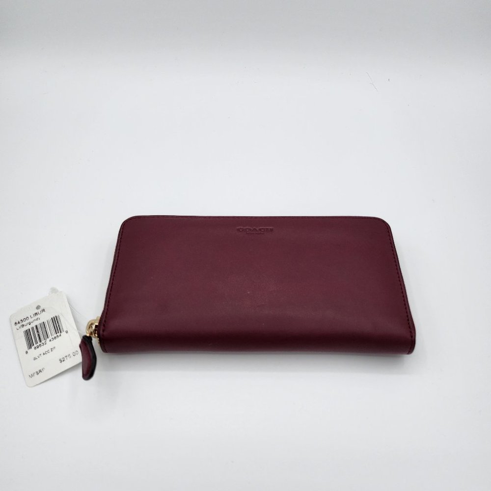 Coach Accordian Zip Wallet, Burgundy/Wine